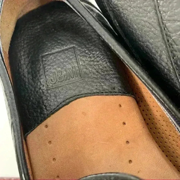 J&M flex Johnston & Murphy loafers size 10 black leather horsebit driving - Picture 11 of 13